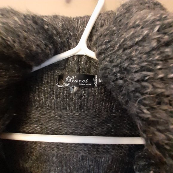 Deluxe Knit Bum Warming High Neck BACCI Charcoal grey cardigan cable knit Sz M - Picture 5 of 9